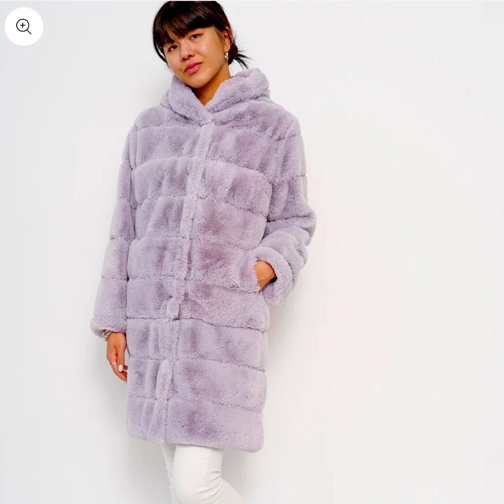 Furious Fur Lavender Faux Fur Hooded Coat NWT